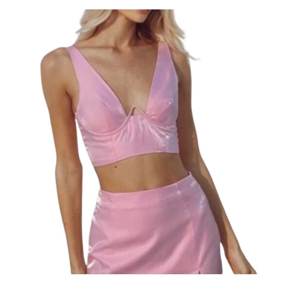 Runaway The Label Astrid Top and Mini Skirt Set In Bubble Gum Pink. Size XS. NEW - Picture 2 of 10